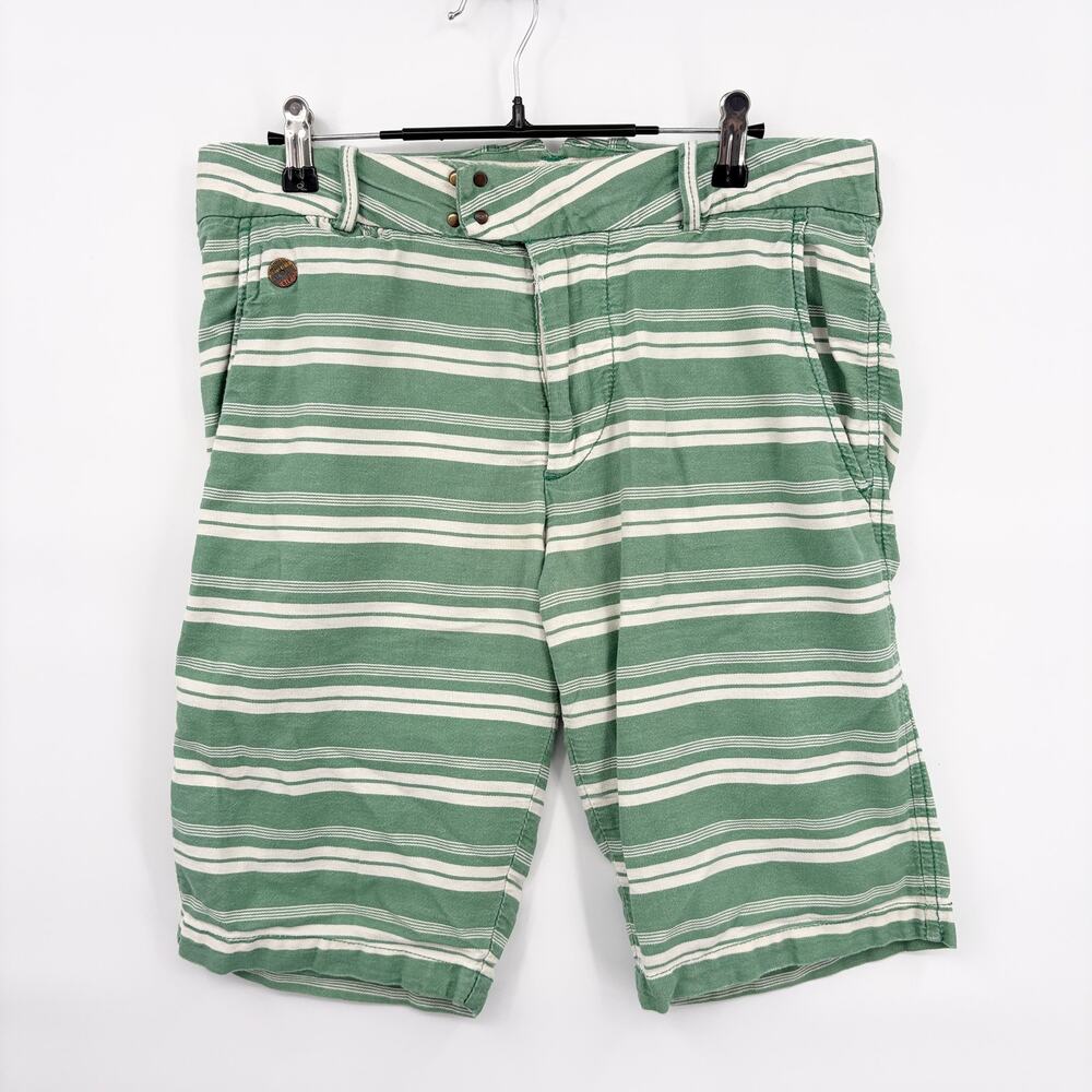 Jet Lag Size 31 Vintage Bermuda Shorts Cotton Green Stripe Preppy FLAWS READ